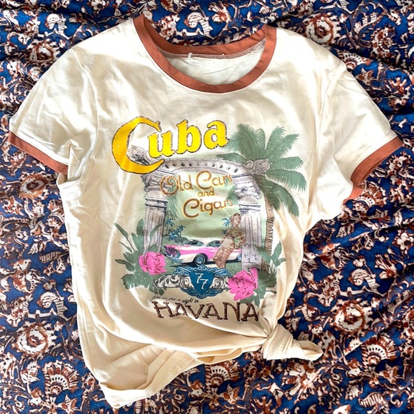 Cuba tshirt vintage people Gypsy vibe top distress free tee tshirt top minimal - Picture 2 of 4